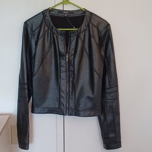 Guess Black Leather Jacket SizeLarge NWOT